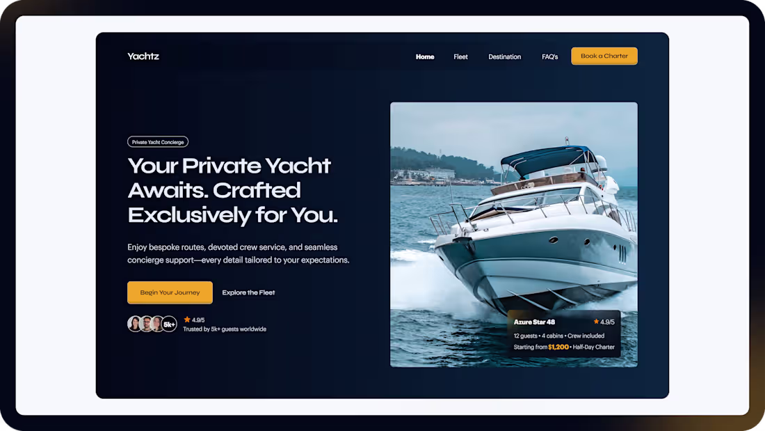 Cover image for Yachtz Premium Landing Page Design