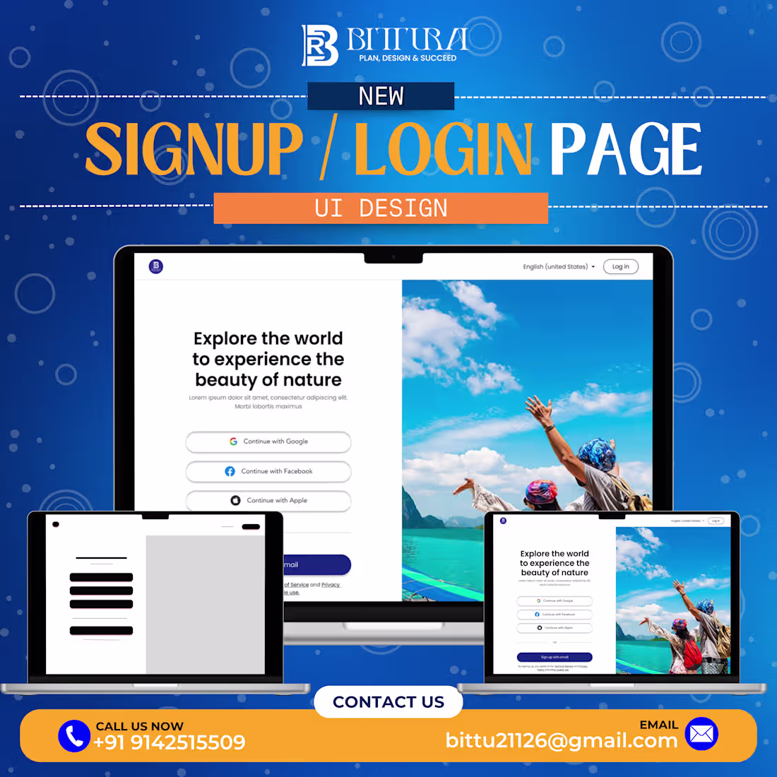Cover image for Signup and login page UI Design by bittu rai :: Behance