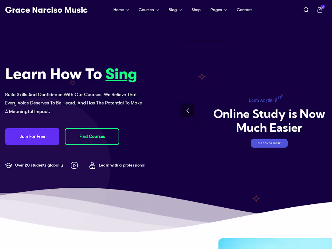 Cover image for Web design for Grace narciso music