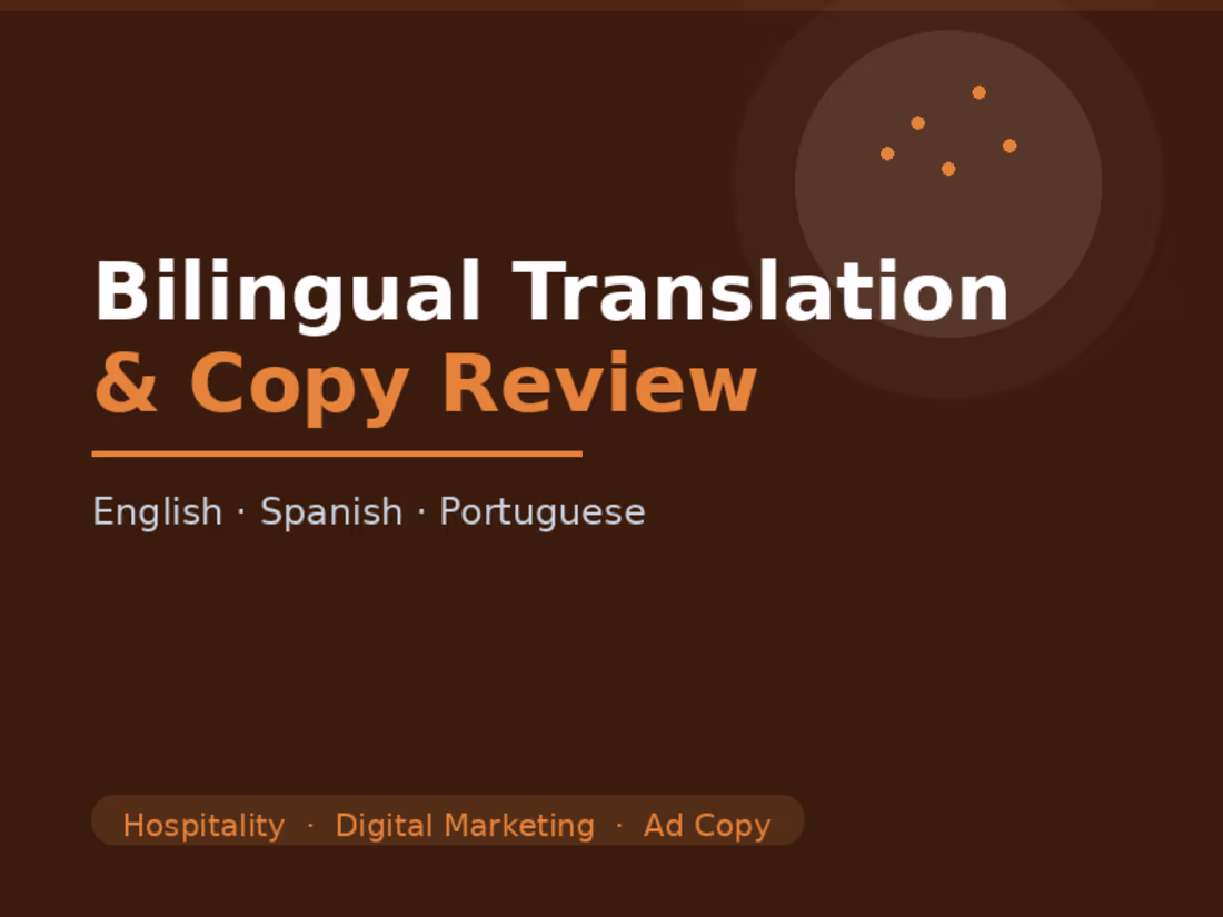 Cover image for Native-level English and Spanish speaker