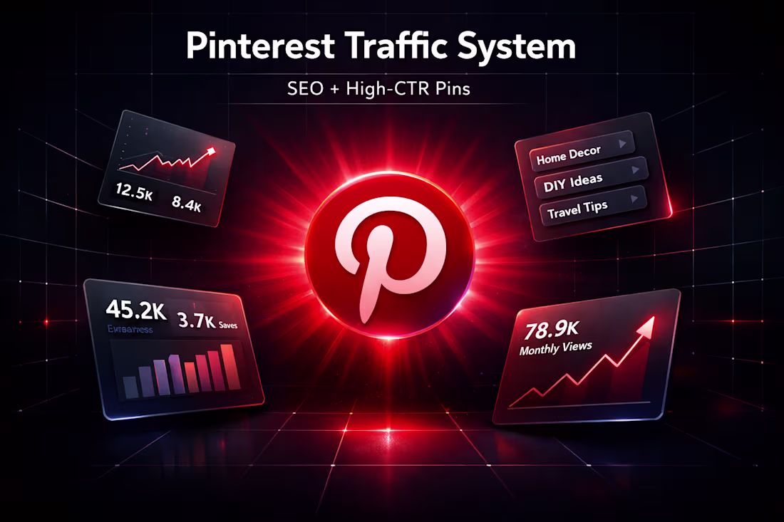 Cover image for Pinterest Traffic System (SEO + High-CTR Pins)