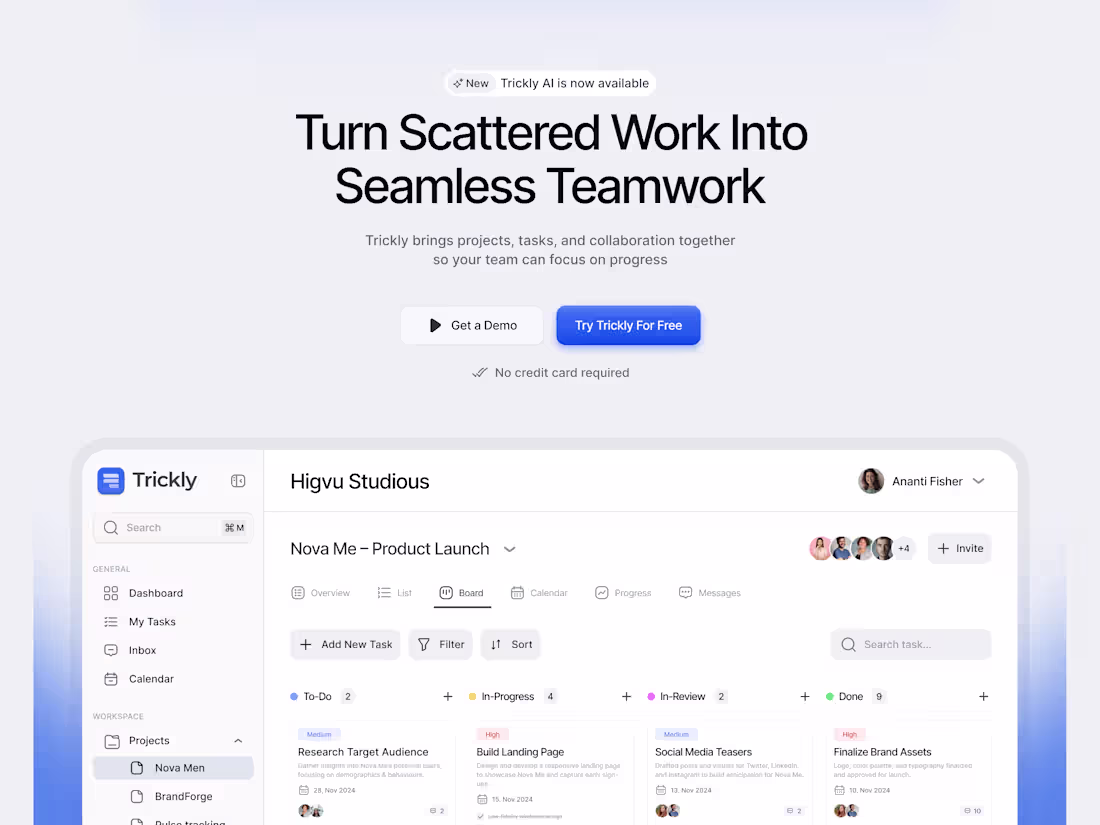 Cover image for Trickly Landing page design
