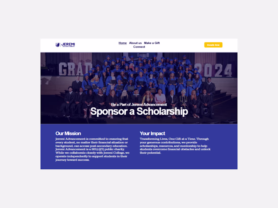 Cover image for Nonprofit Website for Jeremi Advancement Corp