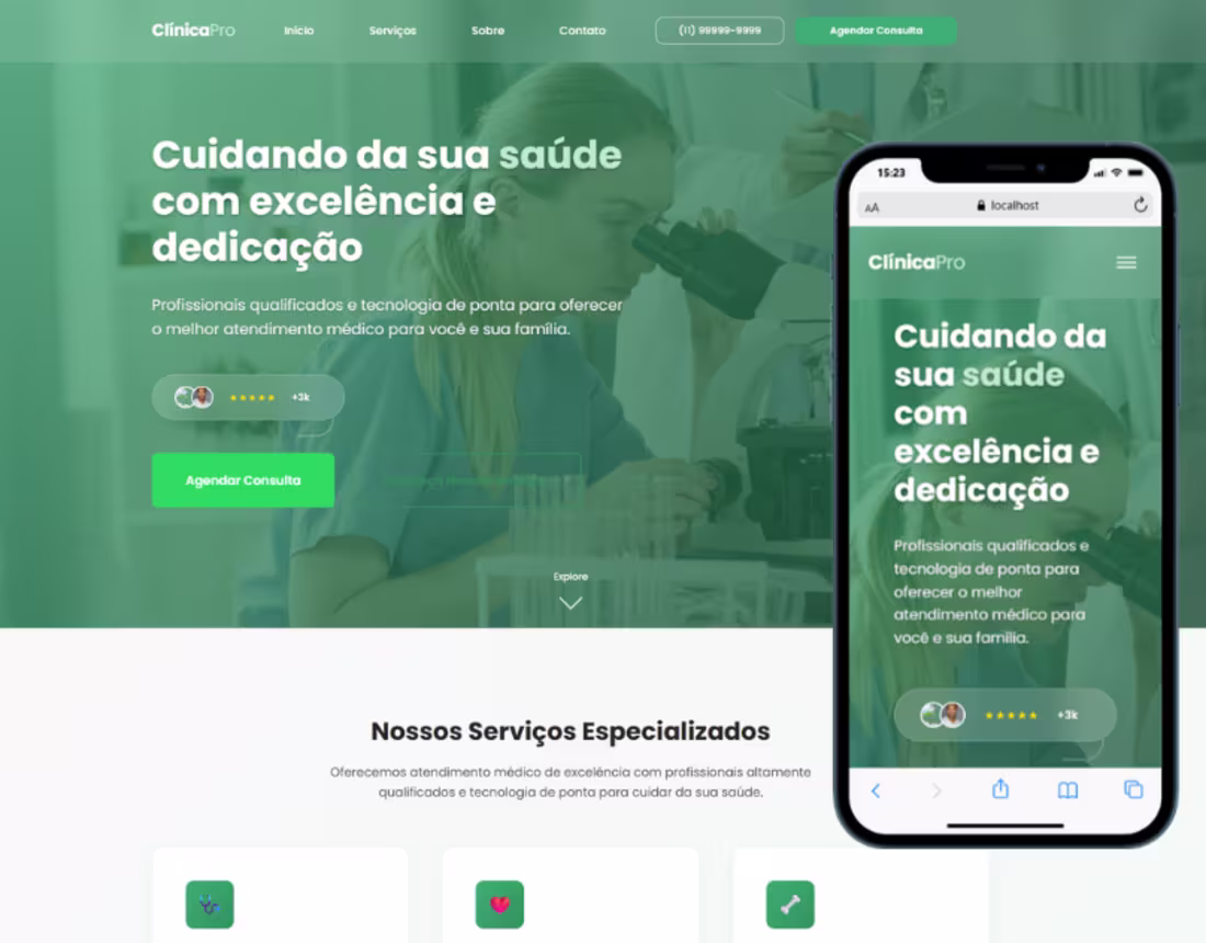 Cover image for Website Responsivo para Clínica Médica | React Js