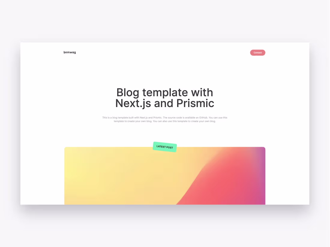 Cover image for NextJS Prismic Blog Template