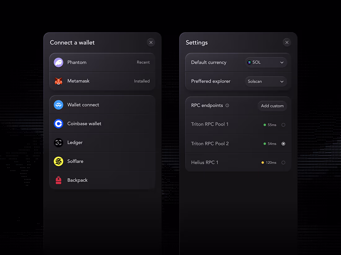 Cover image for Wallet connection & settings. Work in progress