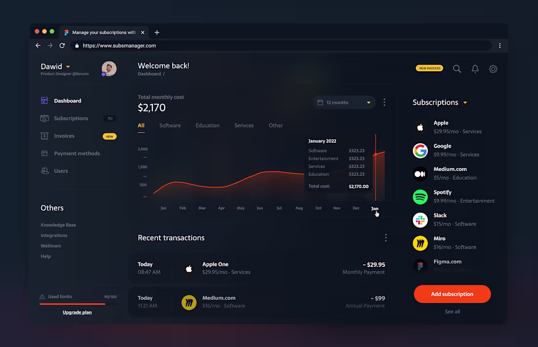 Cover image for SubsManager: Subscription management web application