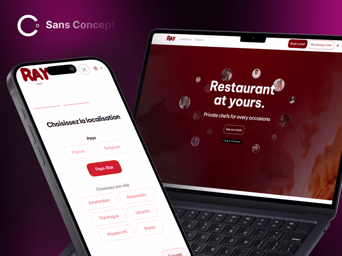 Cover image for RAY Chefs | Multipage CMS website to hire professional cook