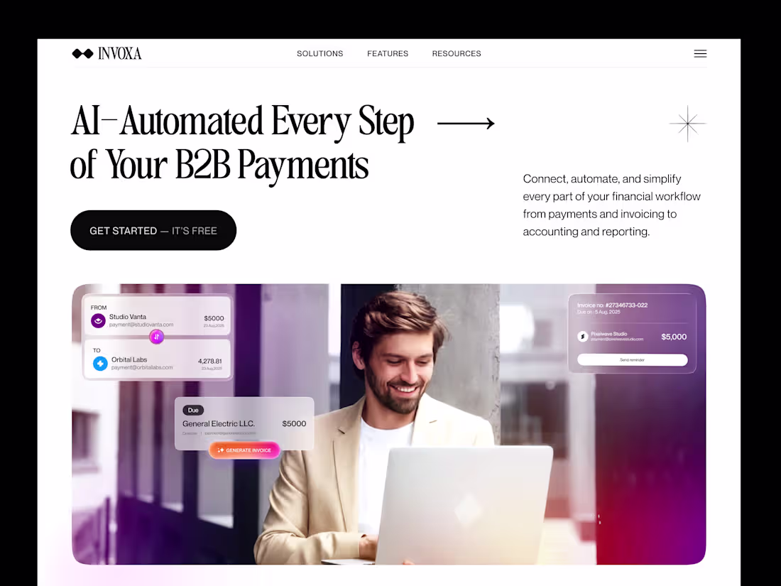 Cover image for Invoxa - Fintech Website Design for B2B Payments & Invoicing...
