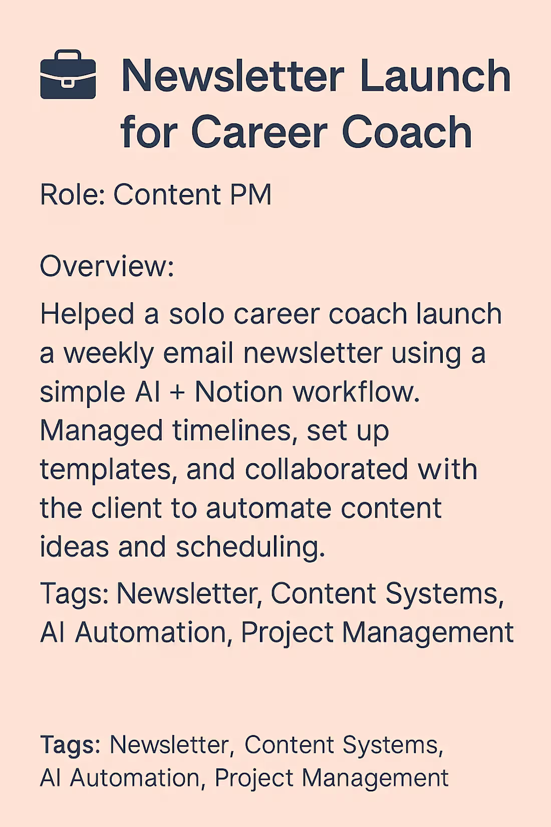 Cover image for Weekly Newsletter System for Career Coach