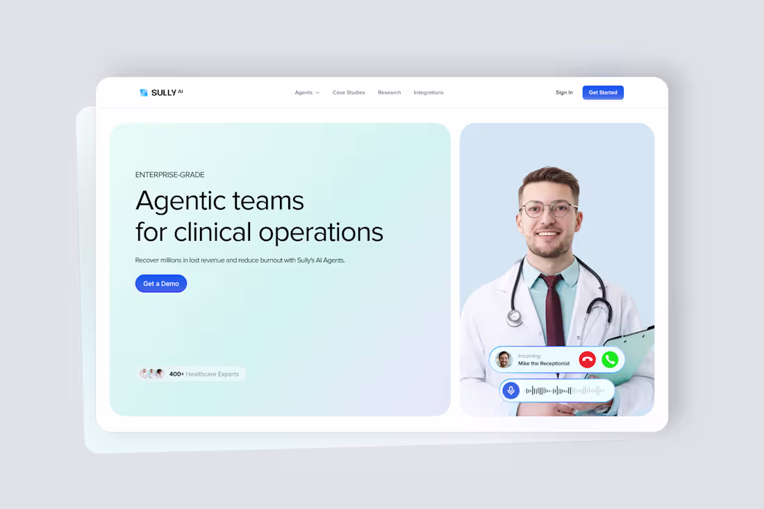 Cover image for Sully AI Healthcare Homepage UI/UX Design
