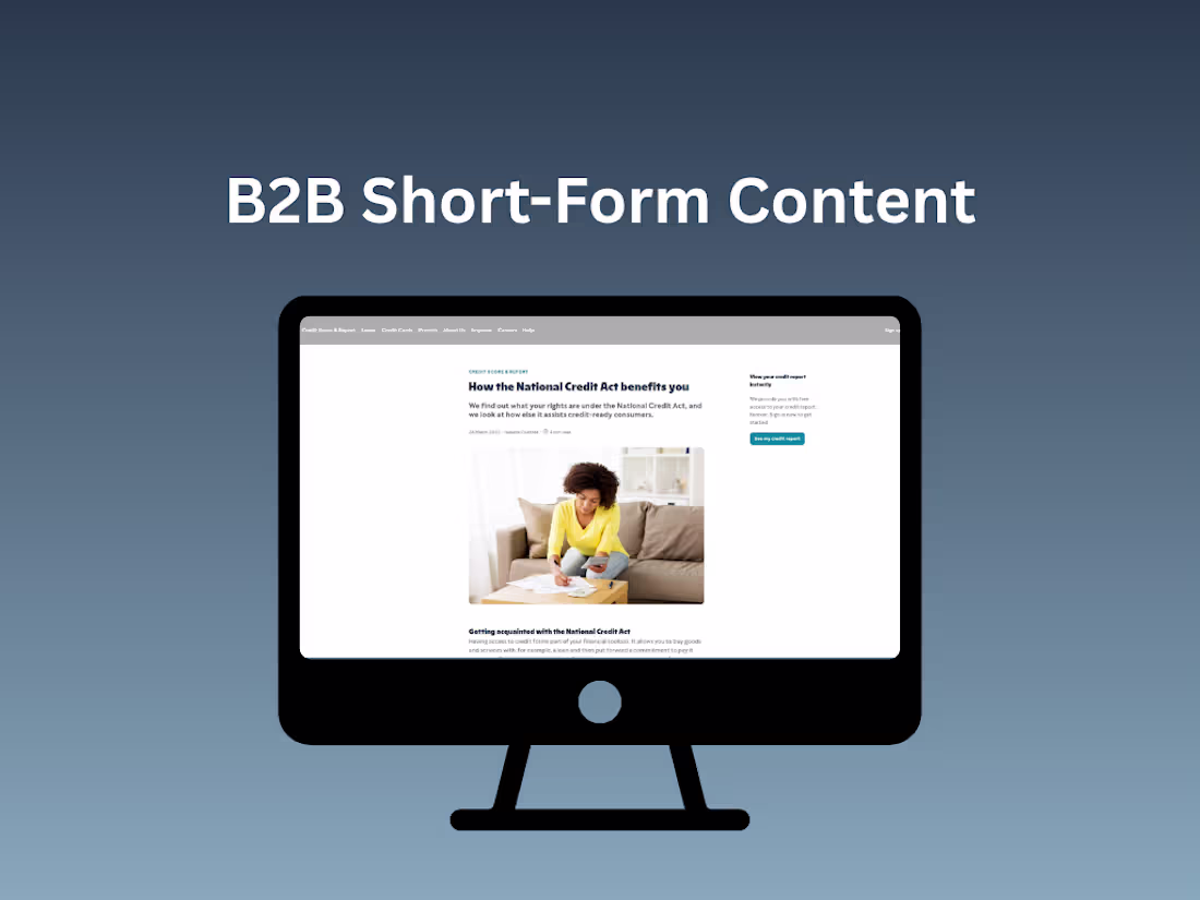 Cover image for B2C Short-Form Content | Personal Finance