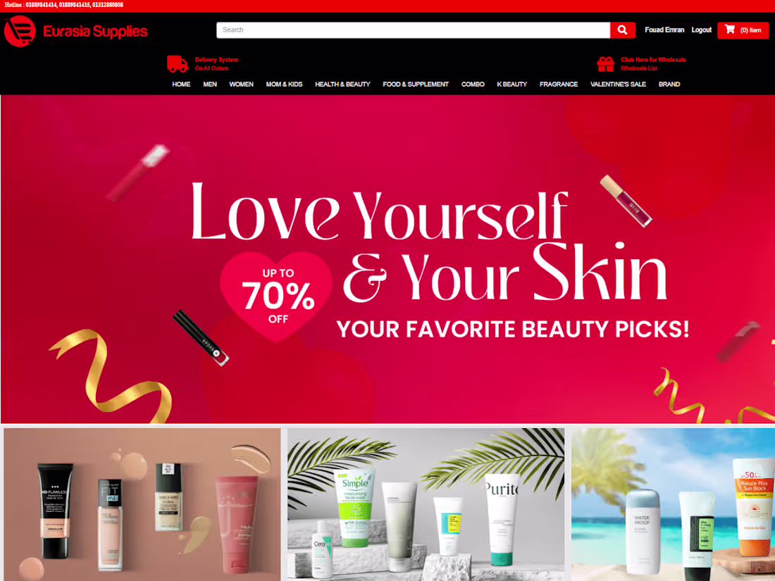 Cover image for Eurasia Supplies Brand Cosmetics of bangladesh