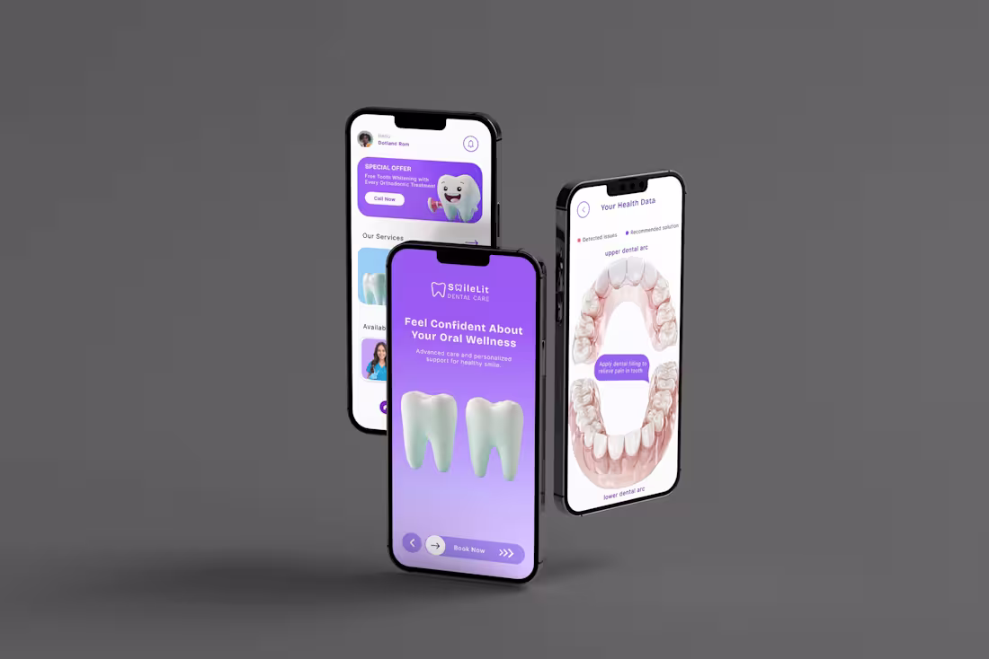 Cover image for UX/UI Design for SmileLit Dental Care (Android & iOS App)