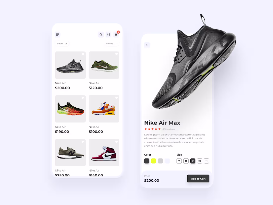 Cover image for Shoes Mobile App Concept
