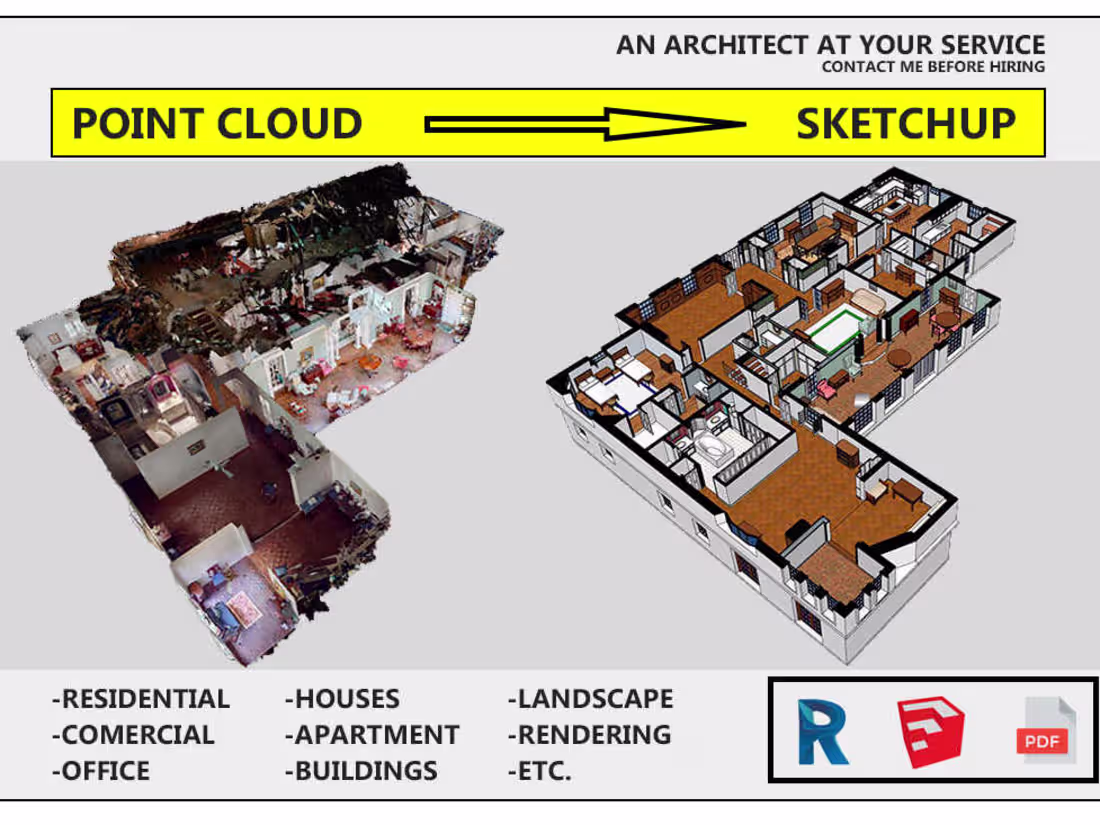 Cover image for I will make 3d sketchup from scan, point cloud, matterport