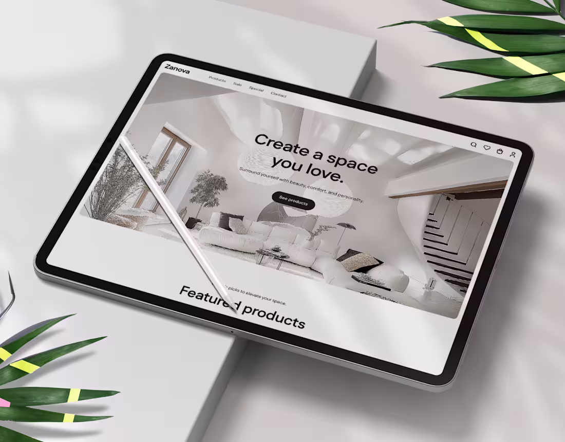 Cover image for Zanova. Furniture and accessories. Ecommerce.