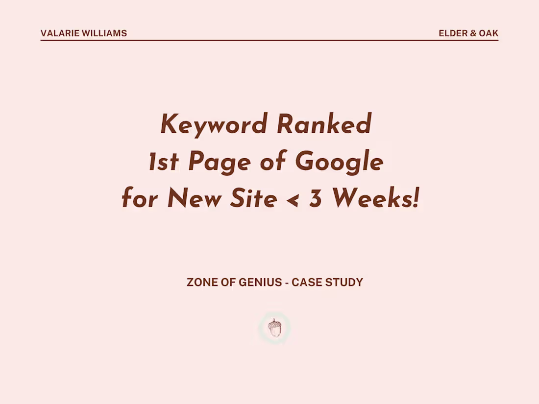 Cover image for Keyword Ranked 1st Page of Google for New Site < 3 Weeks!