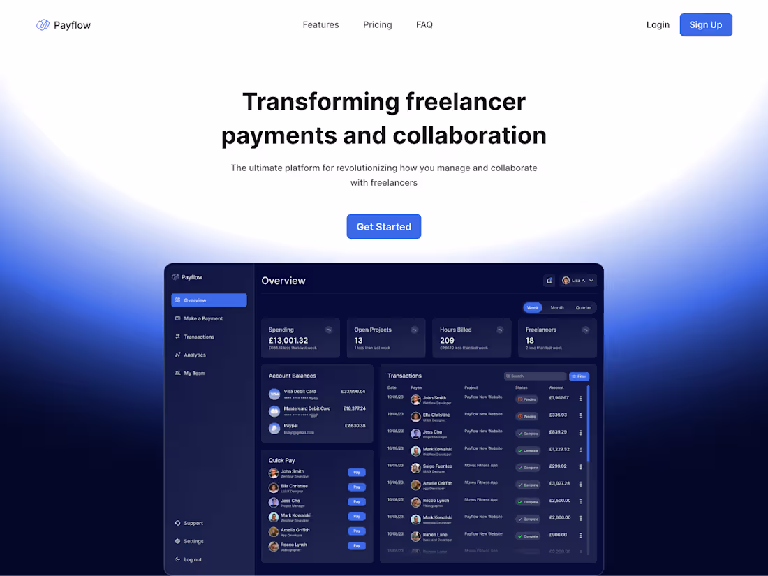 Cover image for Payflow | B2B SaaS Landing Page