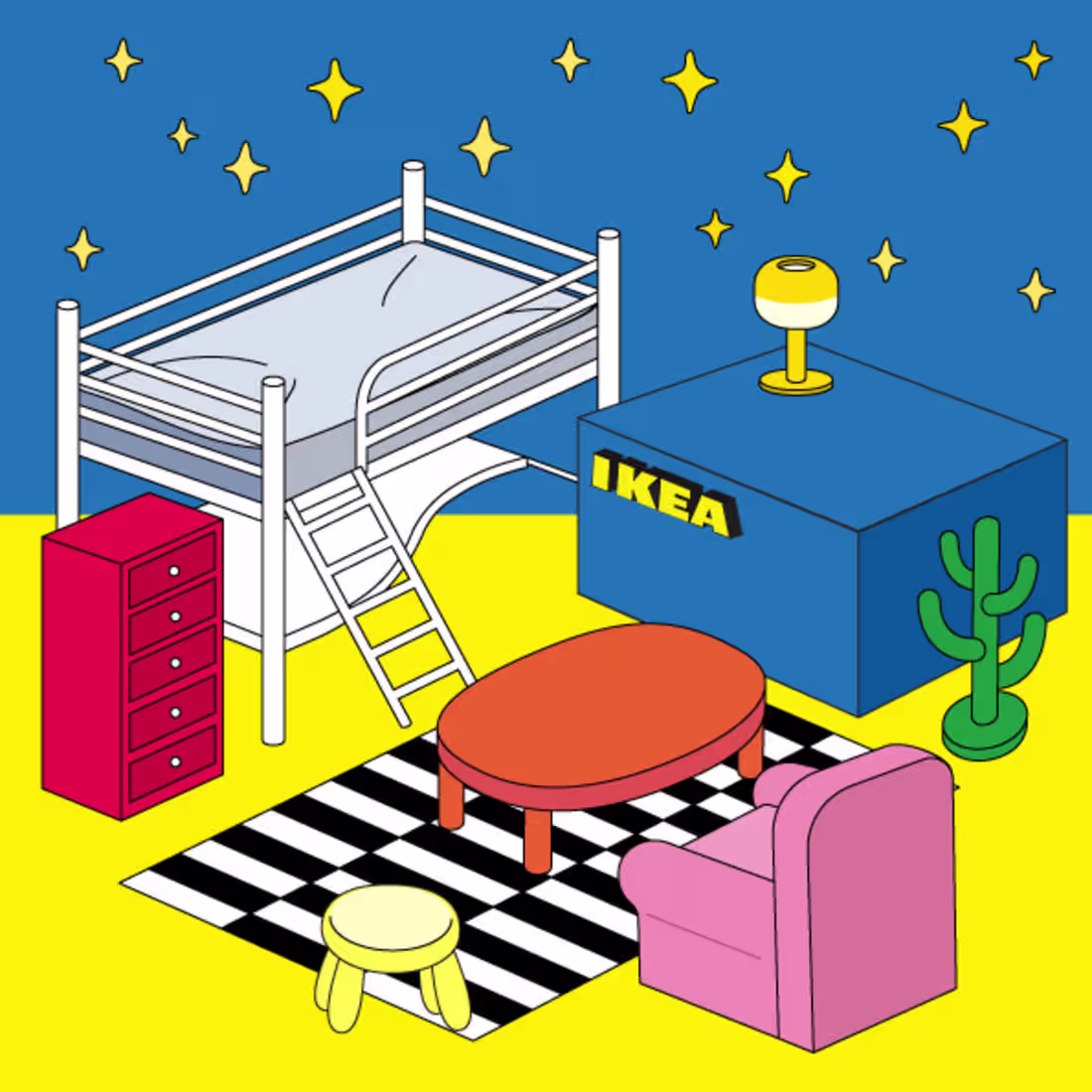 Cover image for Ikea tromso loft bed illustration & motiongraphics