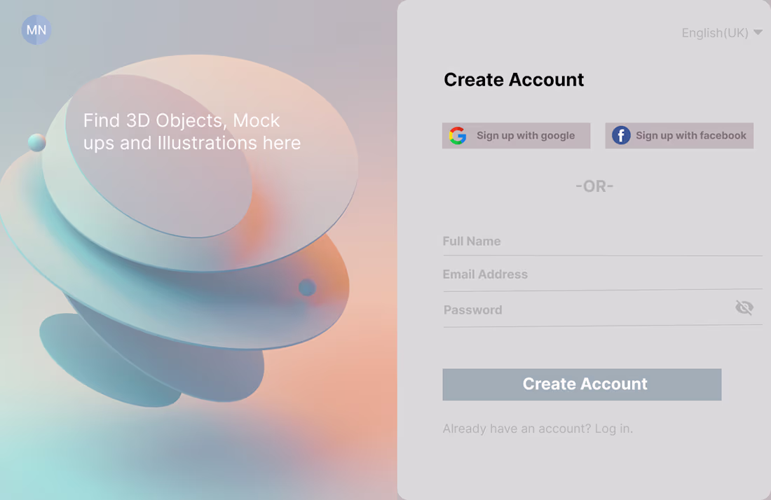 Cover image for Sign up landing page