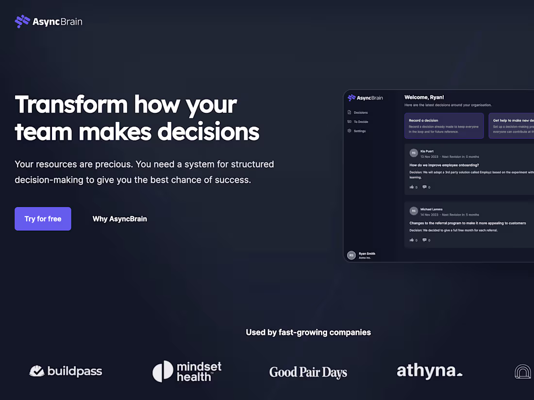 Cover image for AsyncBrain: Decision-Making Platform with AI