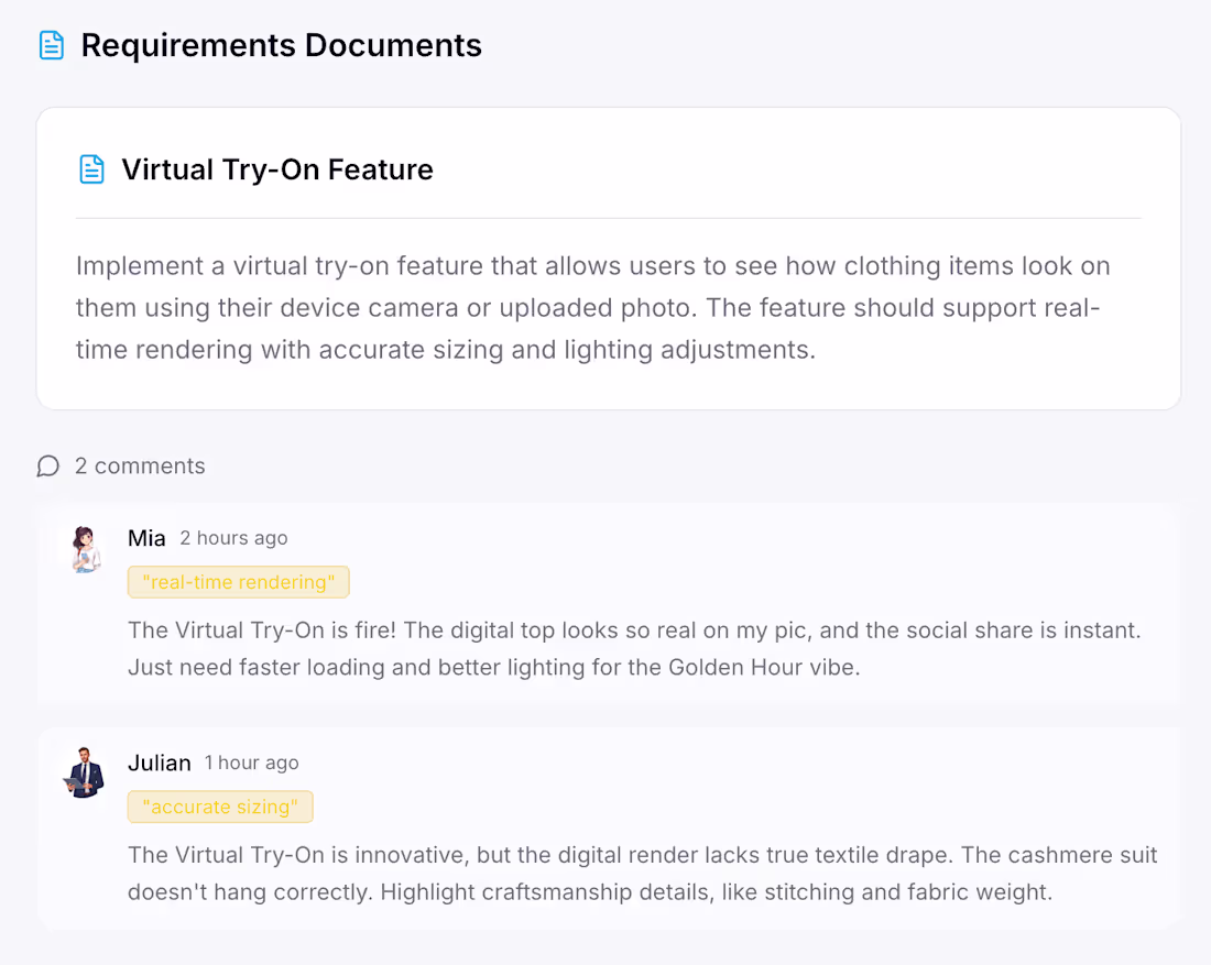 Cover image for Persona bots commending on a feature to validate
