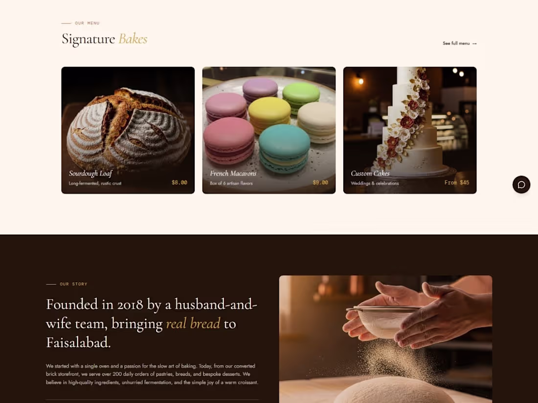 Cover image for Full-Stack Website with AI Chatbot Assistant for Lumière Bakery