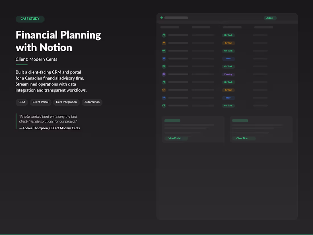 Cover image for Financial Planning Platform for Modern Cents
