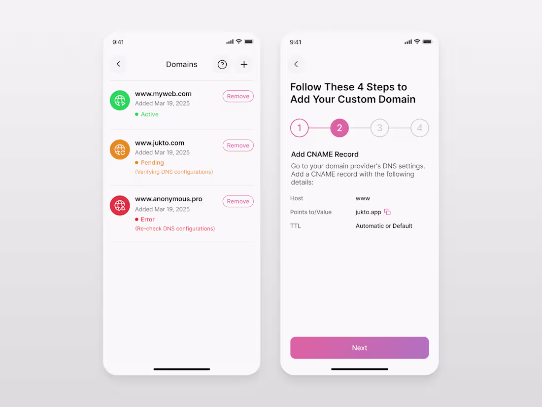 Cover image for Domain management screen design.