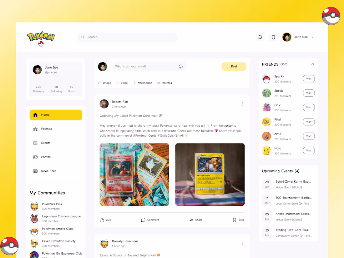 Cover image for Pokémon Social Platform Homepage Design