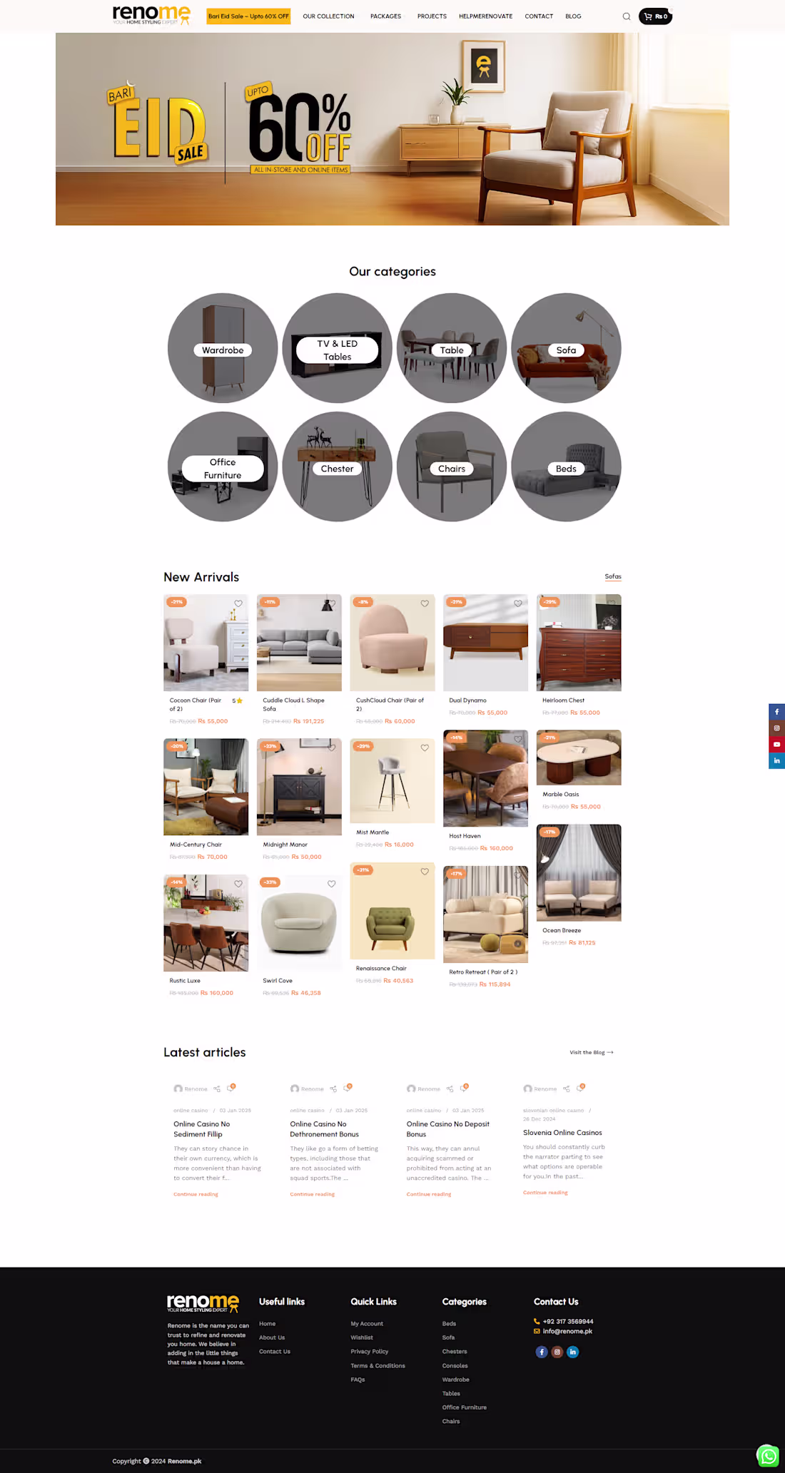 Cover image for RENOME, an E-commerce home styling furniture store