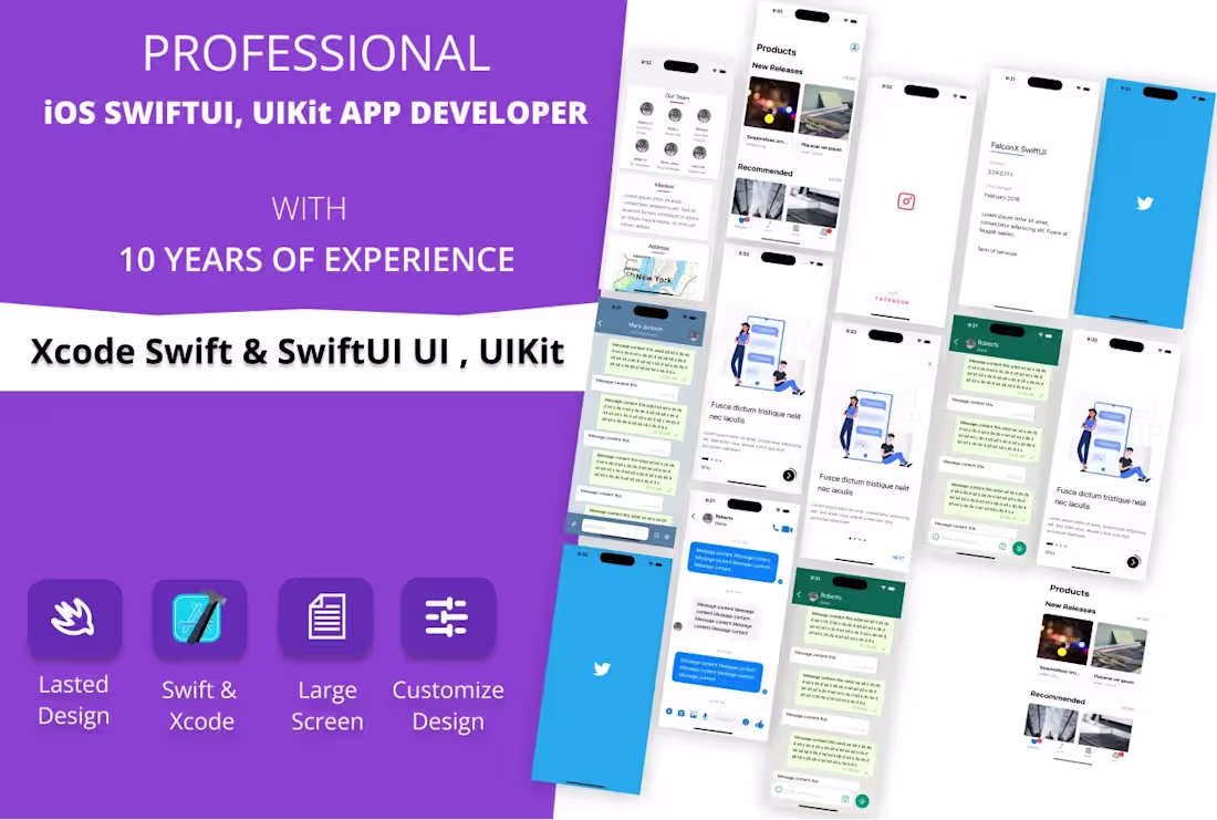 Cover image for iOS Development With Swift,Swiftui,Uikit via Xcode Fast Delivery