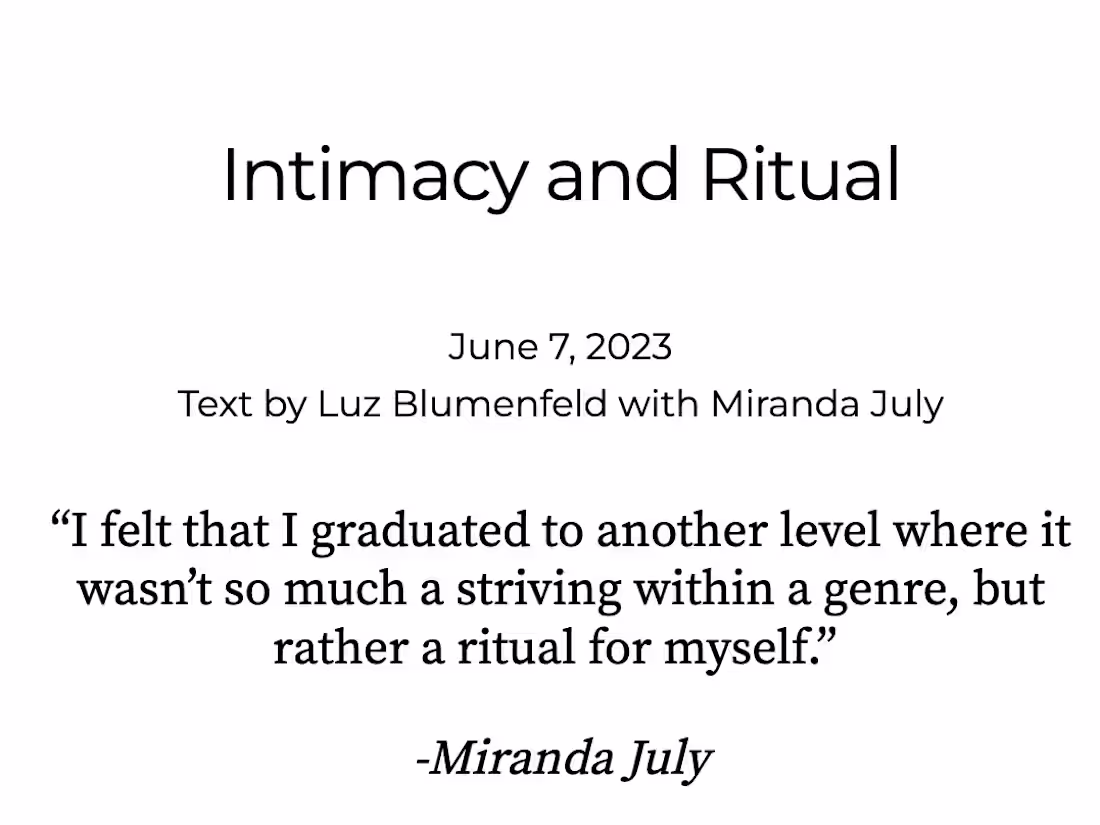 Cover image for Intimacy and Ritual: An interview with Miranda July