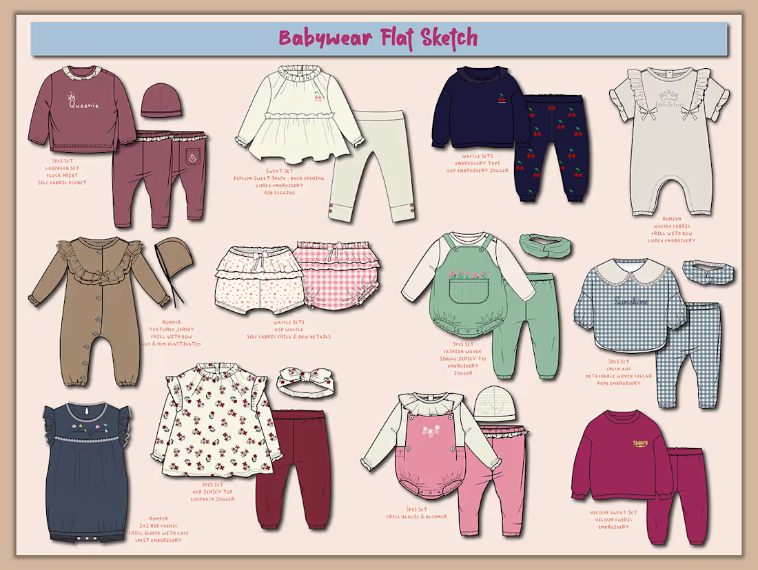 Cover image for Babywear Flat Sketch Fashion Design : Behance