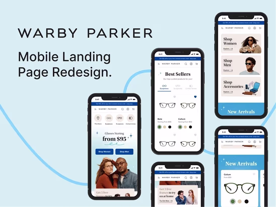 Cover image for Warby Parker Mobile Landing Page - Redesign