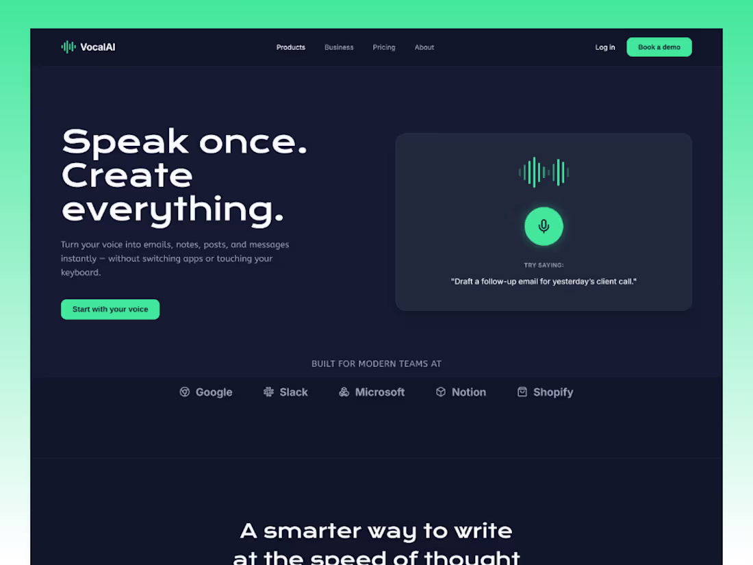 Cover image for Voice AI SaaS Landing Page