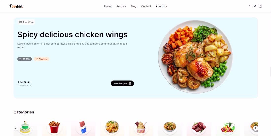 Cover image for Expert React.js Restaurant Landing Page Design with Tailwind