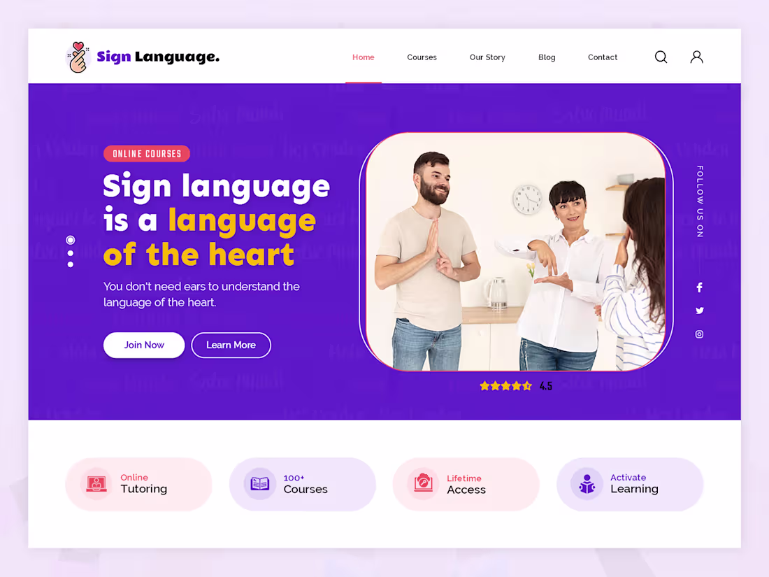 Cover image for Language Courses and Sign language Landing page