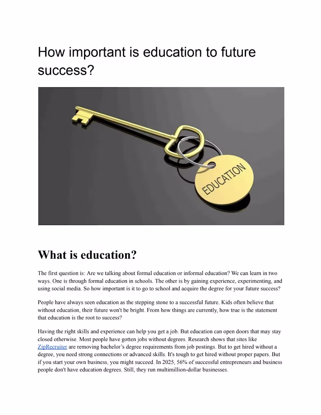 Cover image for The Role of Education in Career Success