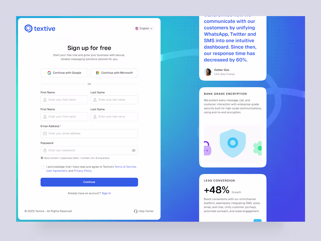 Cover image for I just designed a clean, user-friendly sign-up page for Text...