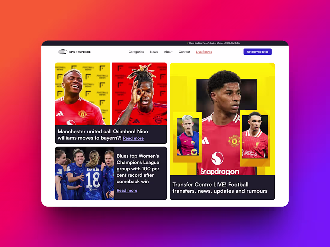 Cover image for A Clean and Modern Sports News Website