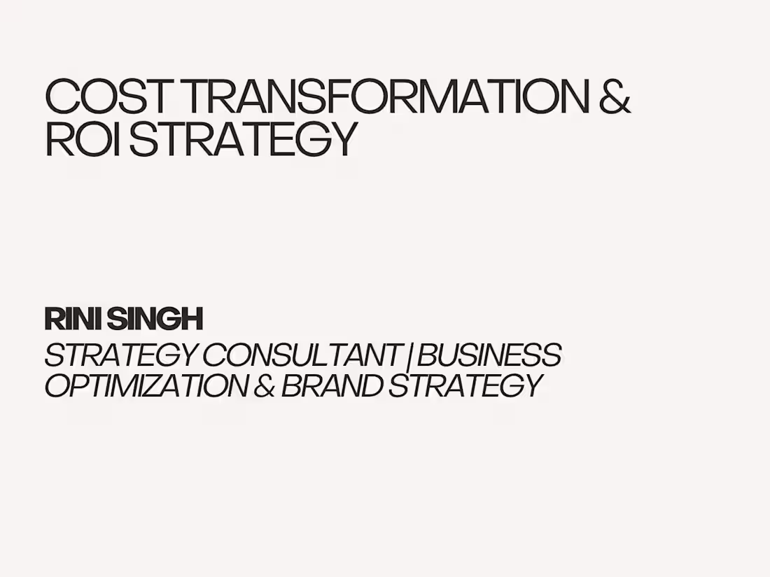 Cover image for Cost Transformation & ROI Strategy