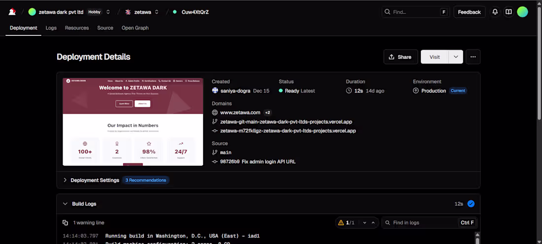Cover image for This report describes the process of deploying the Zetawa we...