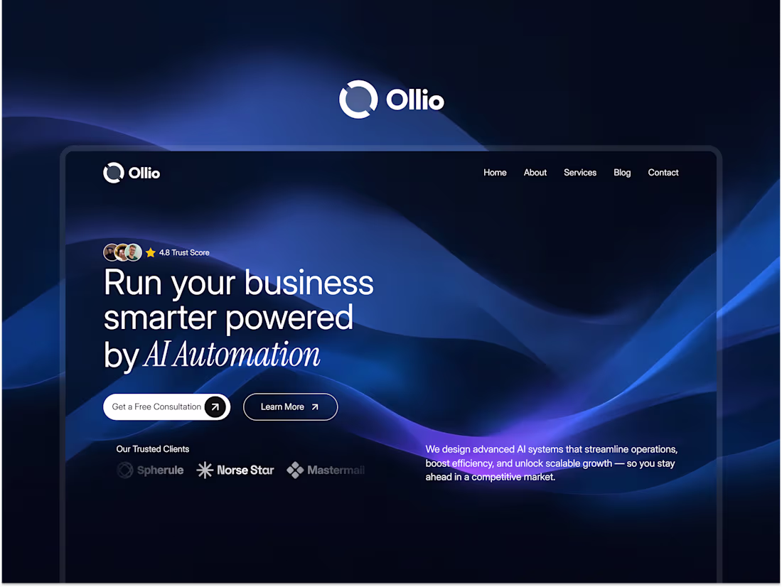 Cover image for Ollio AI : Landing Page Design & Framer Development 