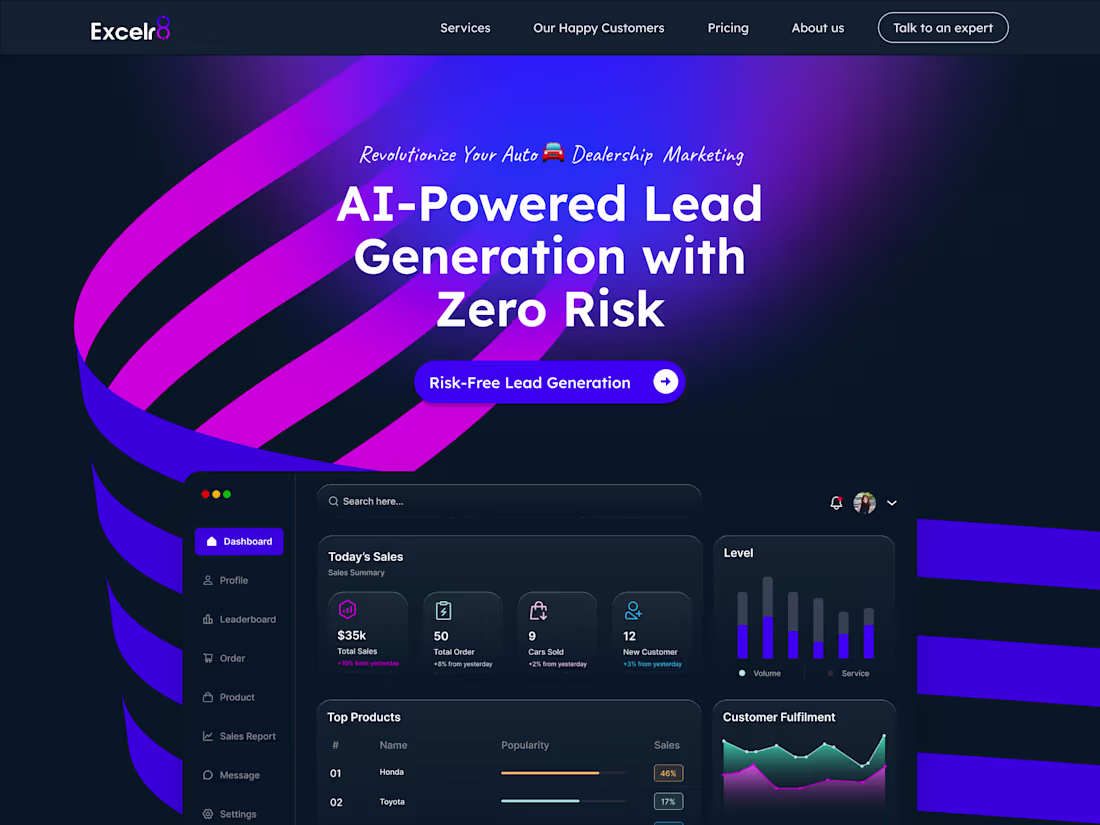 Cover image for AI Lead Generation for Auto Dealership Landing page Design