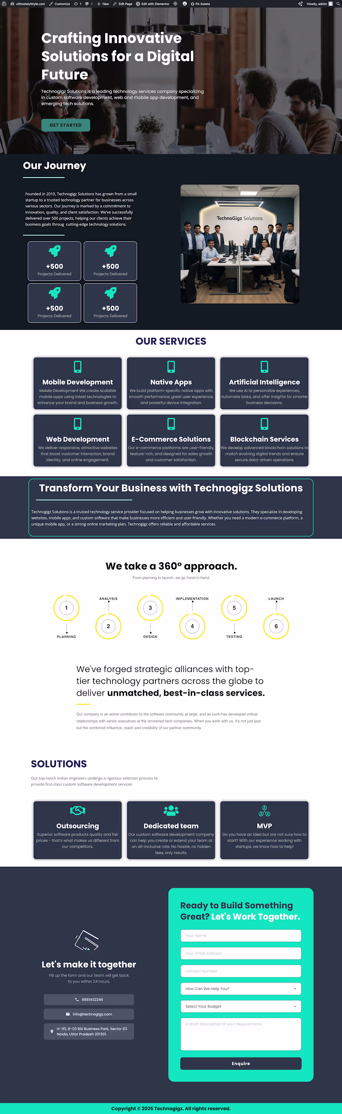 Cover image for Corporate Tech Company Website for Technogigz Solutions
