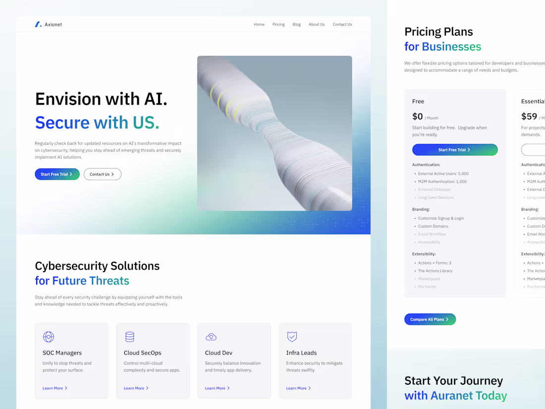 Cover image for Axionet — AI Cyber Security Startup Website