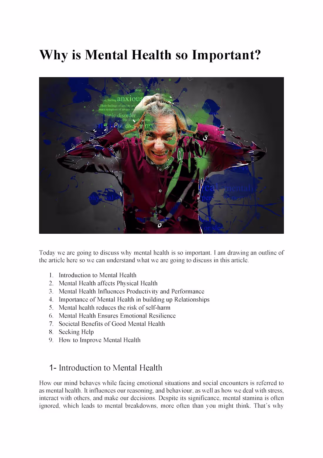 Cover image for The Imprtace of Mental Health
