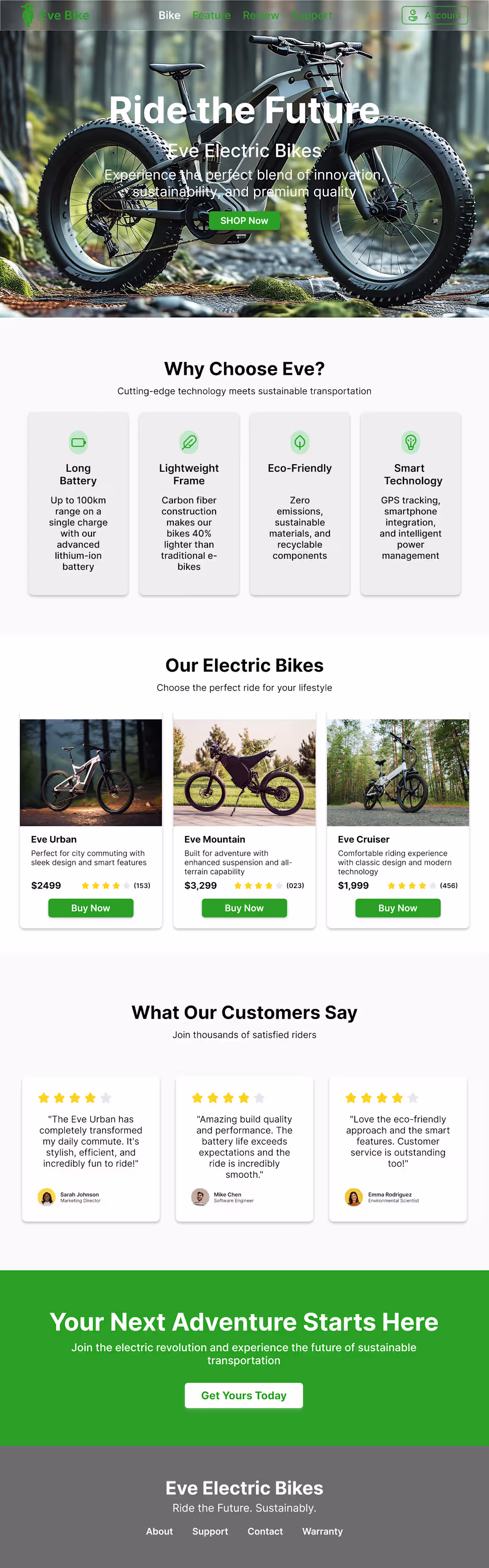 Cover image for Modern electric bike landing page